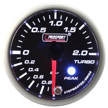 Wskaźnik Prosport Boost seria Stepper Motor Peak 52mm Blue