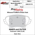Klocki hamulcowe Wilwood 150-D1179K PM ProMatrix D1179 Street Performance Racing Pads .565 USA-WIL-150-D1179K 450,00 zł