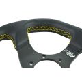 Kierownica sportowa FMIC.Pro D-Shape skórzana 325mm odsadzenie 42mm żółta