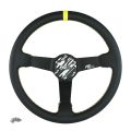 Kierownica sportowa FMIC.Pro Track skórzana 350mm odsadzenie 90mm żółta-2