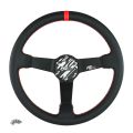Kierownica sportowa FMIC.Pro Track skórzana 350mm odsadzenie 90mm czerwona-2