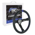 Kierownica sportowa FMIC.Pro Track skórzana 350mm odsadzenie 90mm niebieska