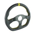 Kierownica sportowa FMIC.Pro D-Shape skórzana 325mm odsadzenie 42mm żółta