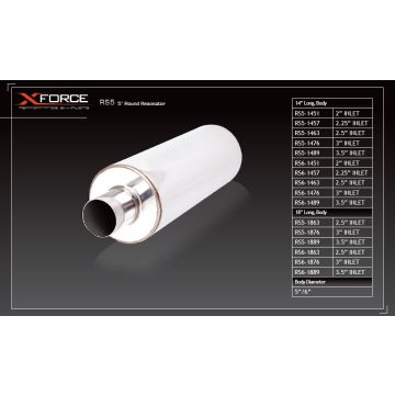 Tłumik okrągły XForce dł. 14"  wlot 2.5"