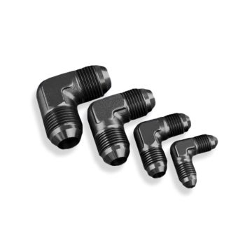 AN10 90' Nypel adapter męsko-męski JIC Czarny