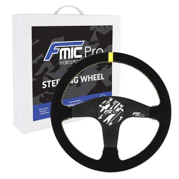 Kierownica sportowa FMIC.Pro Classic zamszowa 350mm odsadzenie 33mm żółta