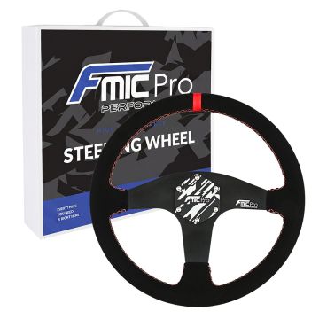 Kierownica sportowa FMIC.Pro Classic zamszowa 350mm odsadzenie 33mm czerwona