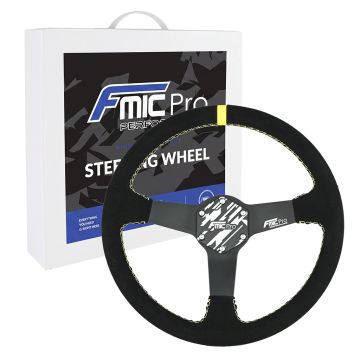 Kierownica sportowa FMIC.Pro Track zamszowa 350mm odsadzenie 33mm żółta