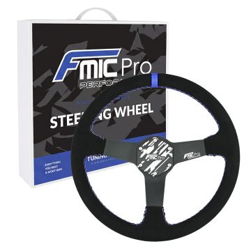 Kierownica sportowa FMIC.Pro Track zamszowa 350mm odsadzenie 33mm niebieska