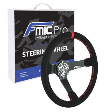 Kierownica sportowa FMIC.Pro Track zamszowa 350mm odsadzenie 90mm czerwona