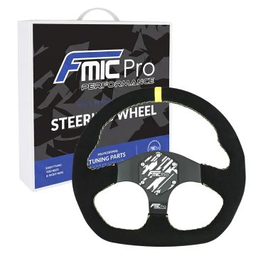 Kierownica sportowa FMIC.Pro D-Shape zamszowa 325mm odsadzenie 42mm żółta