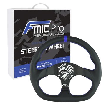 Kierownica sportowa FMIC.Pro D-Shape skórzana 325mm odsadzenie 42mm niebieska