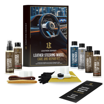 Leather Expert Steering Wheel Care And Repair Kit zestaw do renowacji skórzanej kierownicy czarny satynowy 305ml