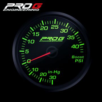 Wskaźnik Pro G Race Series RC, doładowania Boost 40 PSI GREEN 60mm