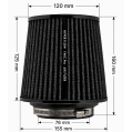 Stożkowy filtr powietrza FMIC.Pro dł. 125mm średnica montażowa 76mm czarny-1